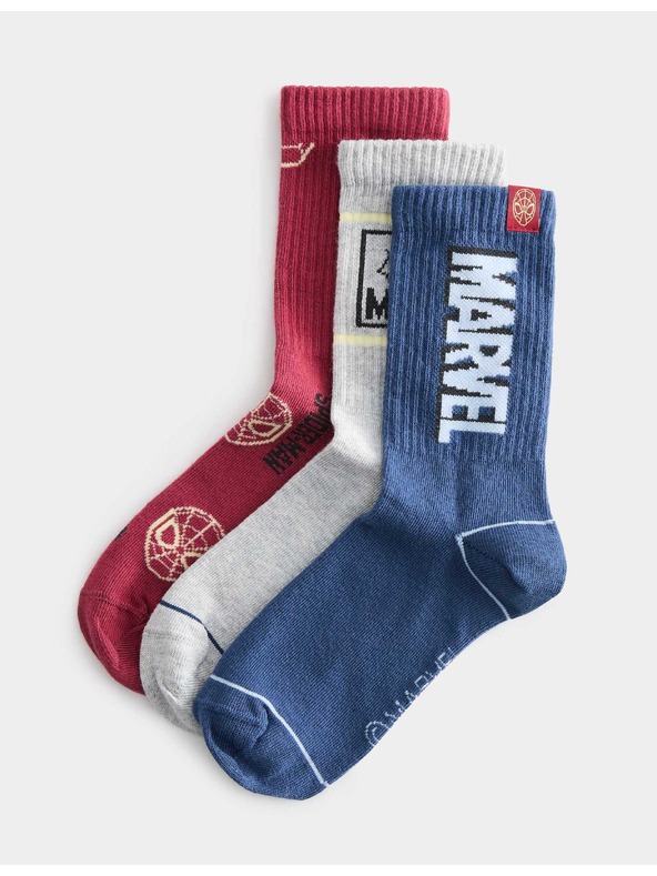 Marks & Spencer Nogavice Spider-Man™ z visokim deležem bombaže, 3 pari Marks & Spencer rdeča