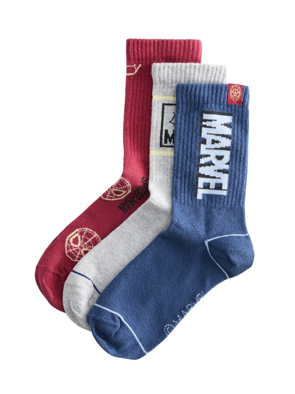 Marks & Spencer Nogavice Spider-Man™ z visokim deležem bombaže, 3 pari Marks & Spencer rdeča