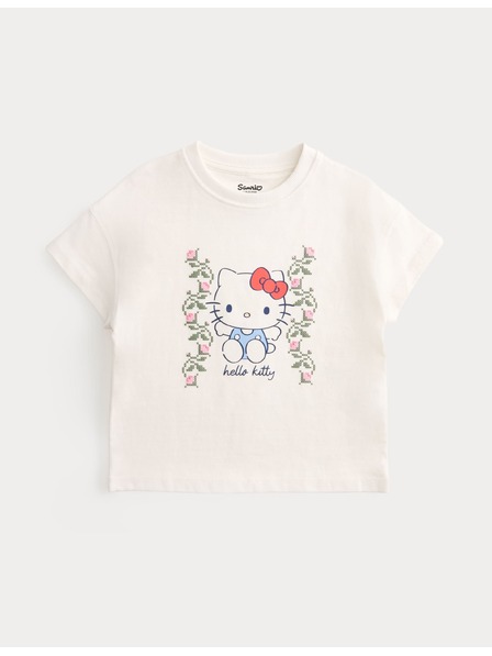 Marks & Spencer Majica Hello Kitty™ iz čistega bombaža (2-8 let) Marks & Spencer zunaj bele barve