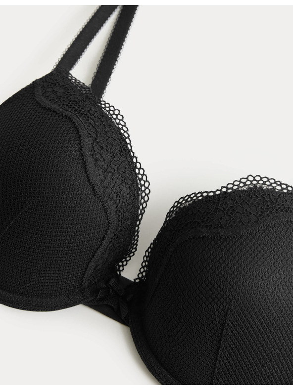 Marks & Spencer Čipkasti push-up dekolte nedrček Jasmine s kosticami, (vel. A–E) Marks & Spencer črna