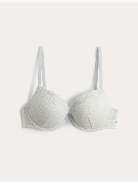 Marks & Spencer Bombažni push-up nedrček Juni za globok dekolte, s kostmi (A-E) Marks & Spencer siv