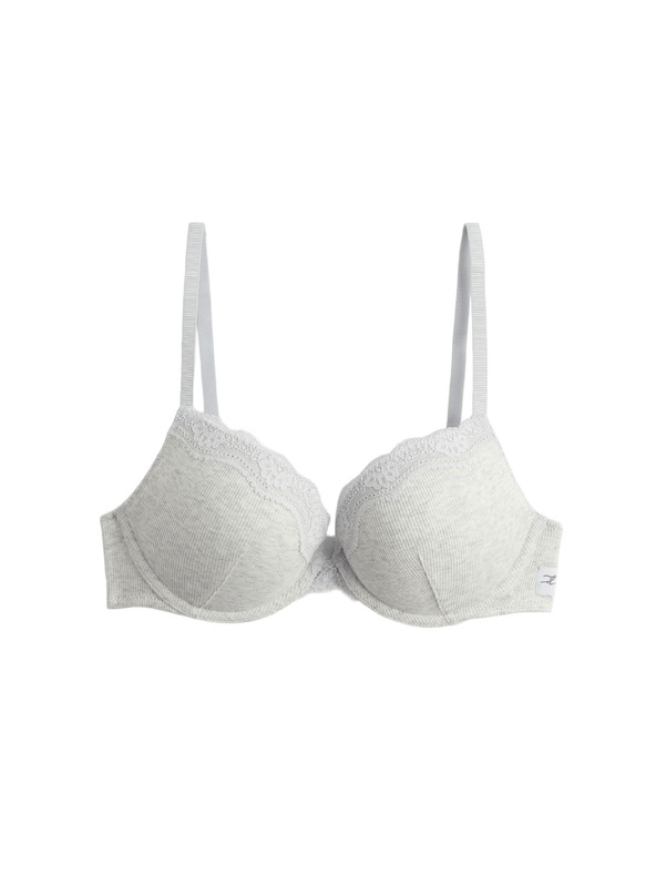 Marks & Spencer Bombažni push-up nedrček Juni za globok dekolte, s kostmi (A-E) Marks & Spencer siv