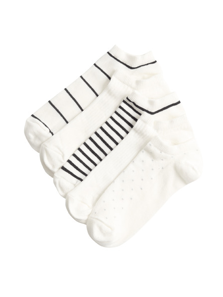 Marks & Spencer Vzorčaste kratke nogavice Trainer Liners™, z visokim deležem bombaža, komplet 5 parov Marks & Spencer črna