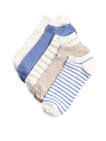 Marks & Spencer Vzorčaste kratke nogavice Trainer Liners™, z visokim deležem bombaža, komplet 5 parov Marks & Spencer modra