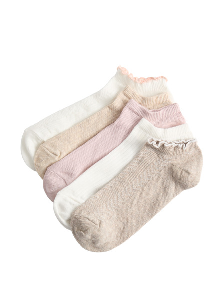 Marks & Spencer Vzorčaste kratke nogavice Trainer Liners™ z visokim deležem bombaža, komplet 5 parov Marks & Spencer rozna