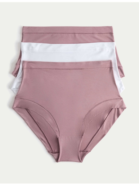 Marks & Spencer Hlačke z visokim pasom, s tehnologijo Flexifit in visokim deležem modala, 3 kosi Marks & Spencer roza