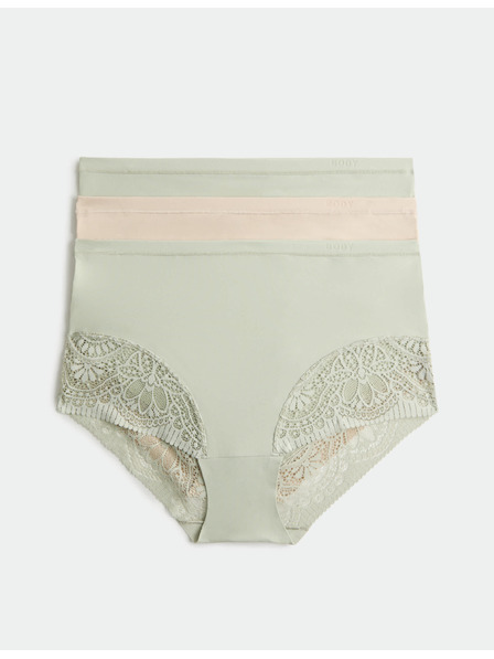 Marks & Spencer Hlačke z visokim pasom Body Soft™, komplet 3 kosov Marks & Spencer zelena