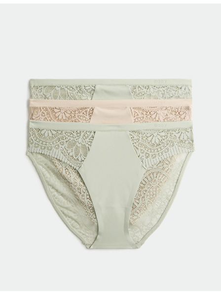 Marks & Spencer Visoko krojene hlačke Body Soft™, komplet 3 kosov Marks & Spencer zelena