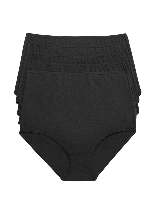 Marks & Spencer Komplet 5 kos hlačk z visokim pasom, iz čistega bombaža Marks & Spencer črna