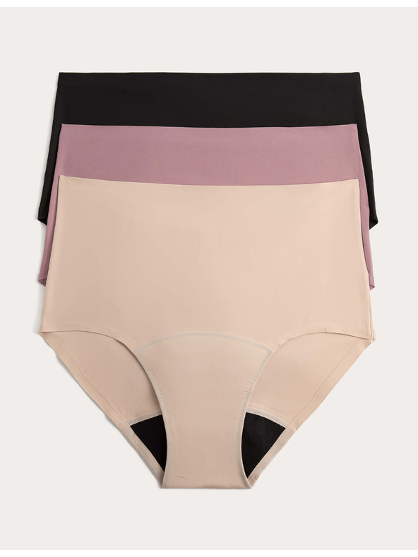 Marks & Spencer Visoko absorpcijske menstrualne hlačice do pasu brez vidnega lema, 3 kosi Marks & Spencer črna