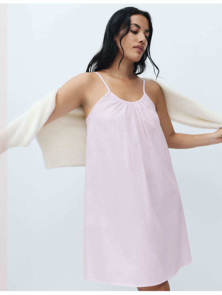 Marks & Spencer Kratka progasta srajčka iz čistega bombaža Marks & Spencer roza