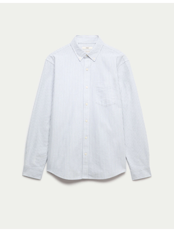 Marks & Spencer Prugasta Oxford srajca Ultimate iz čistega bombaža Marks & Spencer modra