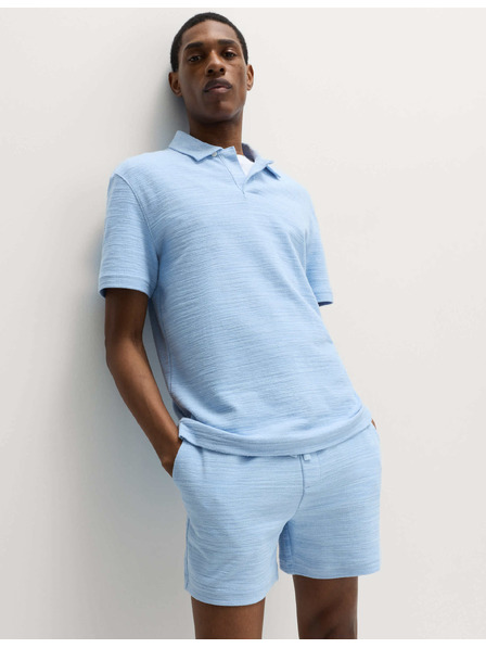Marks & Spencer Bukle polo majica s klopami z rezami, z visoko vsebnostjo bombaže Marks & Spencer modra