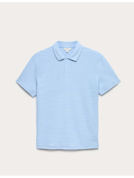Marks & Spencer Bukle polo majica s klopami z rezami, z visoko vsebnostjo bombaže Marks & Spencer modra