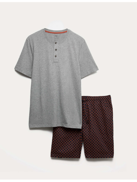 Marks & Spencer Pižama iz 100% bombaže z geometrijskim potiskom Marks & Spencer siva