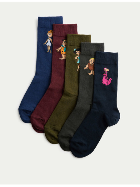Marks & Spencer Nogavice Flintstoneovi™ z visokim deležem bombaža, 5 kosov v pakiranju Marks & Spencer večbarvna