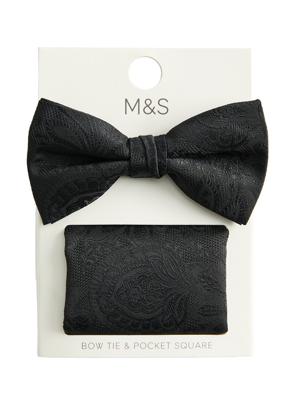 Marks & Spencer Komplet metuljčka in kravate s kašmiričnim vzorcem Marks & Spencer črna