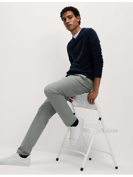 Marks & Spencer Hlače Marks & Spencer stretch chino slim fit sive barve