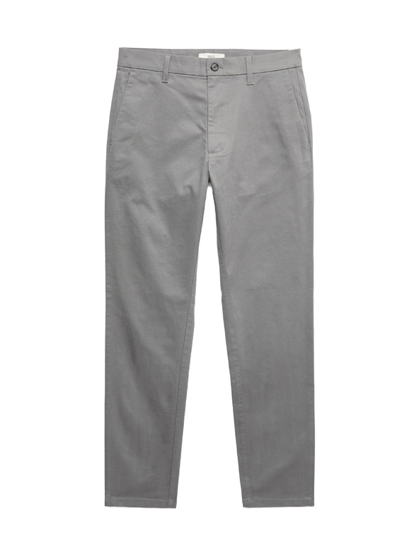 Marks & Spencer Hlače Marks & Spencer stretch chino slim fit sive barve