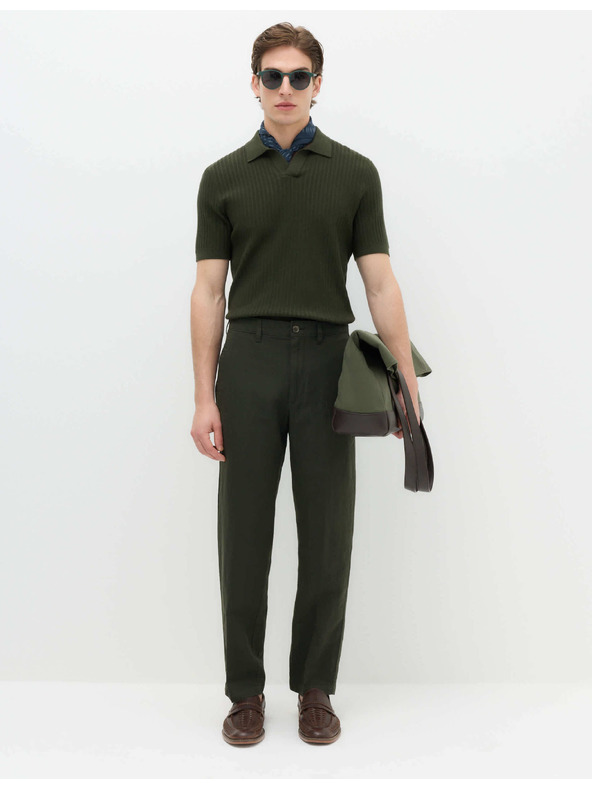 Marks & Spencer Chino hlače iz lanene zmesi, normalen kroj Marks & Spencer zelena