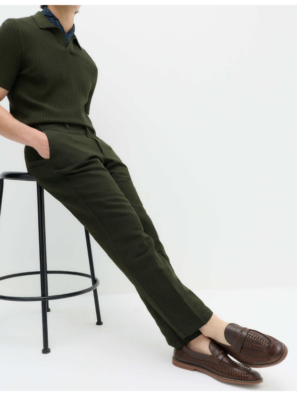 Marks & Spencer Chino hlače iz lanene zmesi, normalen kroj Marks & Spencer zelena