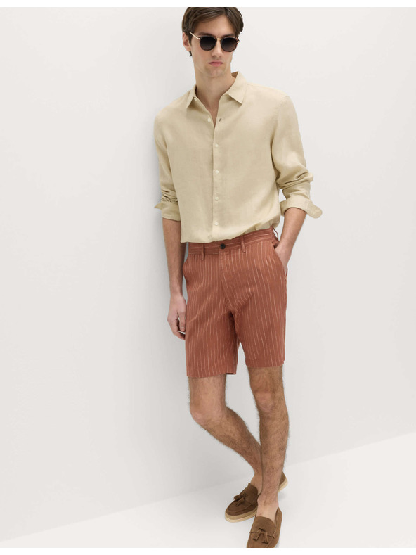Marks & Spencer Chino kratke hlače, iz lanene zmesi Marks & Spencer rjava