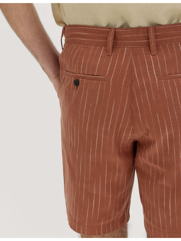 Marks & Spencer Chino kratke hlače, iz lanene zmesi Marks & Spencer rjava