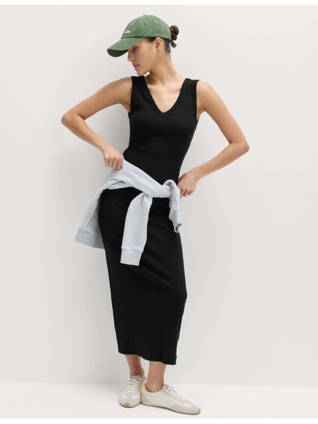 Marks & Spencer Midi oblieka tubusnega kroja z visokim deležem bombaža in V izrezom Marks & Spencer črna