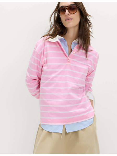 Marks & Spencer Prugast rugby top iz čistega bombaža Marks & Spencer rožnata