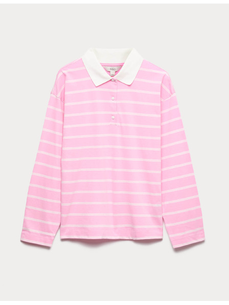 Marks & Spencer Prugast rugby top iz čistega bombaža Marks & Spencer rožnata