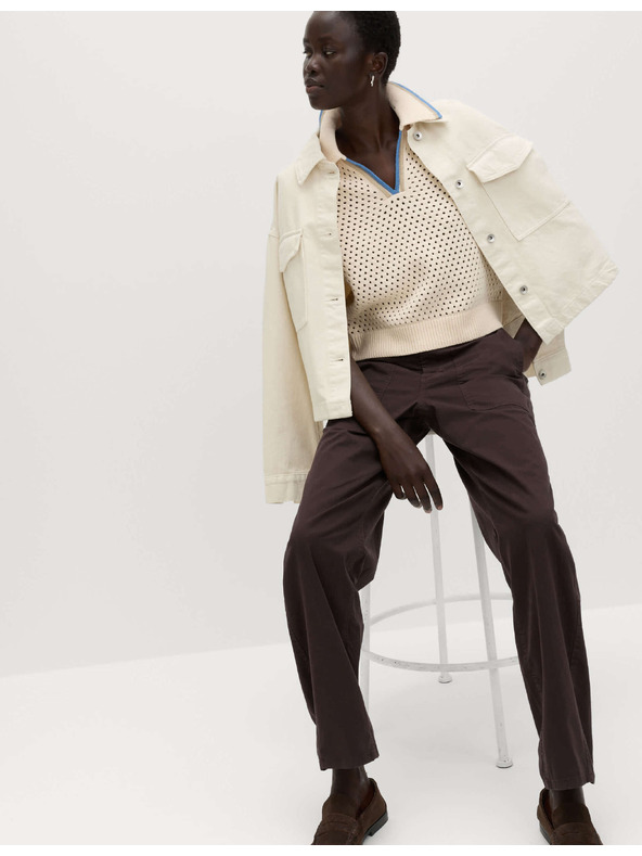 Marks & Spencer Zvonaste hlače, z visokim deležem bombaža Marks & Spencer rjava