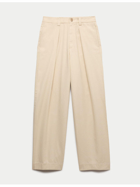 Marks & Spencer Chino hlače iz čistega bombaža s pravorezom spredaj in ravnimi nogavicami Marks & Spencer bež
