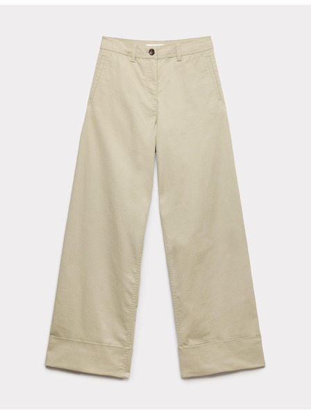 Marks & Spencer Chino hlače s širokim nogavicami in zavihkami, z visokim deležem bombaža Marks & Spencer zelena