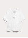 Marks & Spencer Popover top iz čistega lanu s V izrezom Marks & Spencer bela