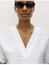 Marks & Spencer Popover top iz čistega lanu s V izrezom Marks & Spencer bela
