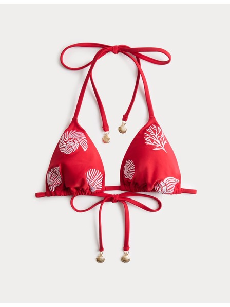 Marks & Spencer Trikotni bikinijski top s poldeli in vezilom Marks & Spencer rdeča