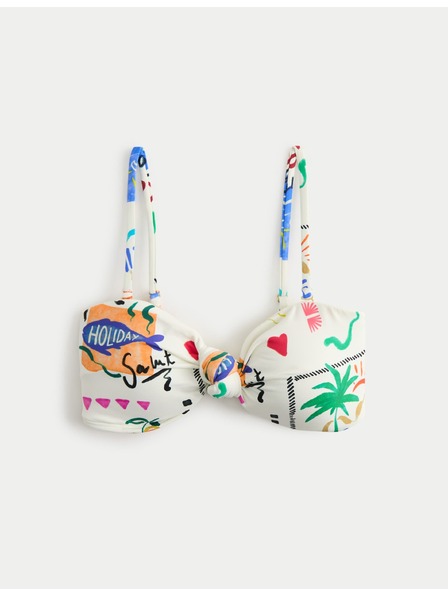 Marks & Spencer Ojačan bikinijski top tipa bandeau s potiskom Marks & Spencer večbarvna