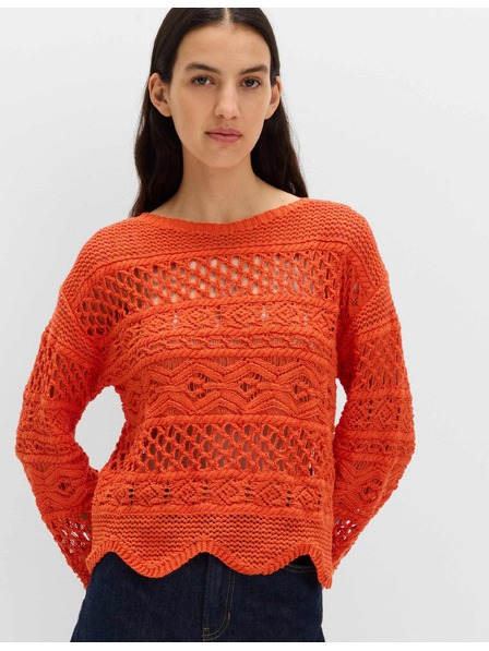 Marks & Spencer Teksturiran skrajšan pulover z visoko vsebnostjo bombaža Marks & Spencer oranžna