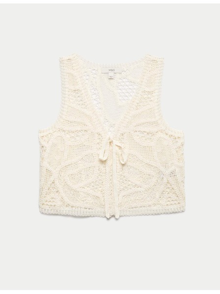 Marks & Spencer Skrajšana pletena telovnika v pleteni stilizaciji Marks & Spencer smetanast