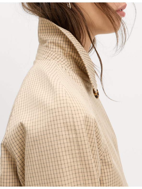 Marks & Spencer Kratka jakna iz materiala Gingham na gumbe Marks & Spencer smetanast