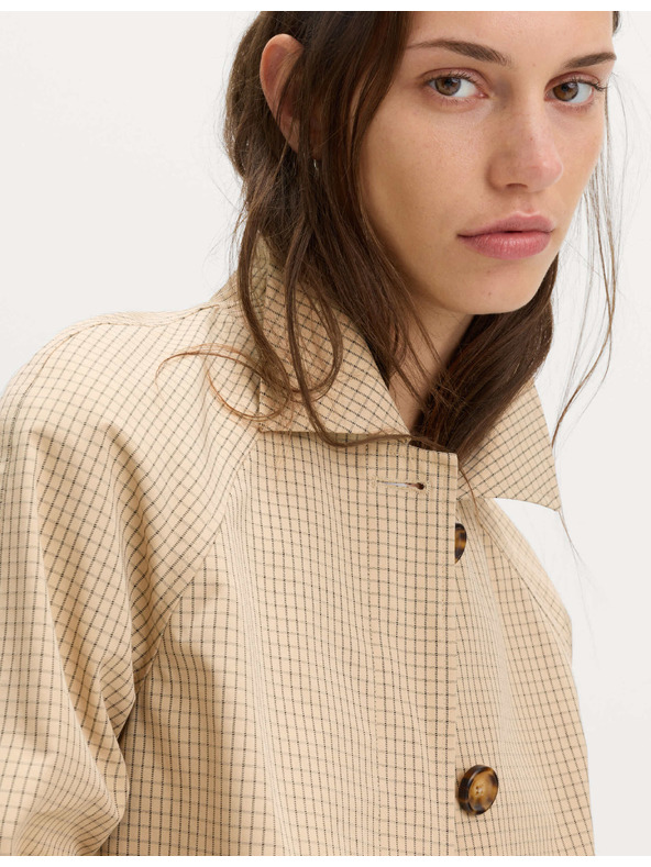 Marks & Spencer Kratka jakna iz materiala Gingham na gumbe Marks & Spencer smetanast