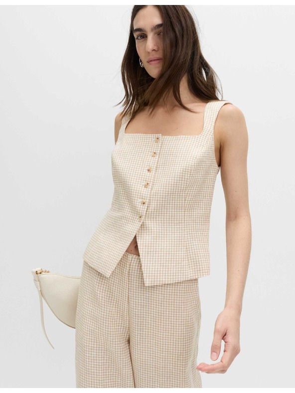 Marks & Spencer Telovnik iz Gingham materiala iz čistega lanu Marks & Spencer večbarven
