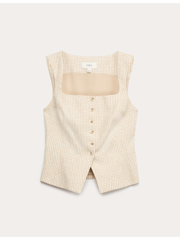 Marks & Spencer Telovnik iz Gingham materiala iz čistega lanu Marks & Spencer večbarven