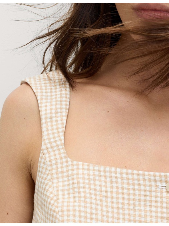 Marks & Spencer Telovnik iz Gingham materiala iz čistega lanu Marks & Spencer večbarven