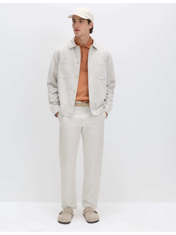 Marks & Spencer Chino hlače iz lanenega mešanca, normalen kroj Marks & Spencer bež