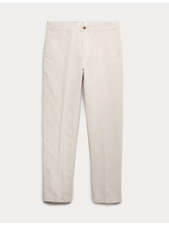 Marks & Spencer Chino hlače iz lanenega mešanca, normalen kroj Marks & Spencer bež