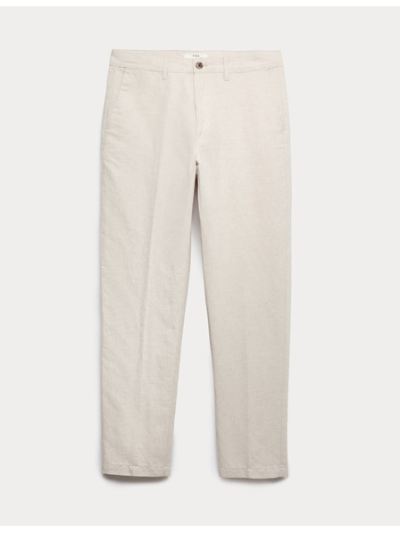 Marks & Spencer Chino hlače iz lanenega mešanca, normalen kroj Marks & Spencer bež