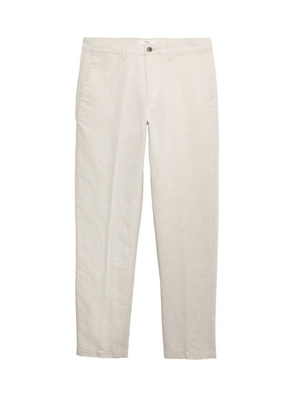 Marks & Spencer Chino hlače iz lanenega mešanca, normalen kroj Marks & Spencer bež