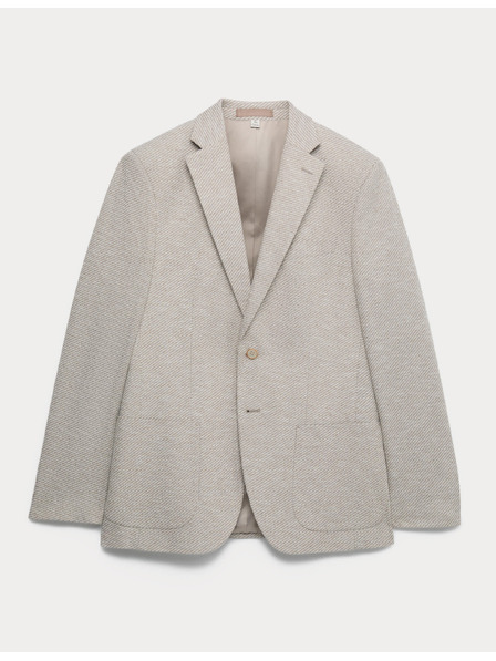Marks & Spencer Blazer s strečem rahlo prilegajocega kroja s teksturo, iz bombaske zmesi Marks & Spencer kremna