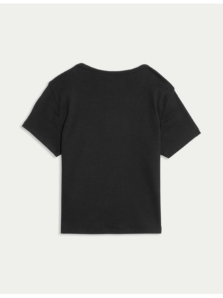 Marks & Spencer Rebrati t-shirt z visoko vsebnostjo bombaža (2–16 let) Marks & Spencer črna